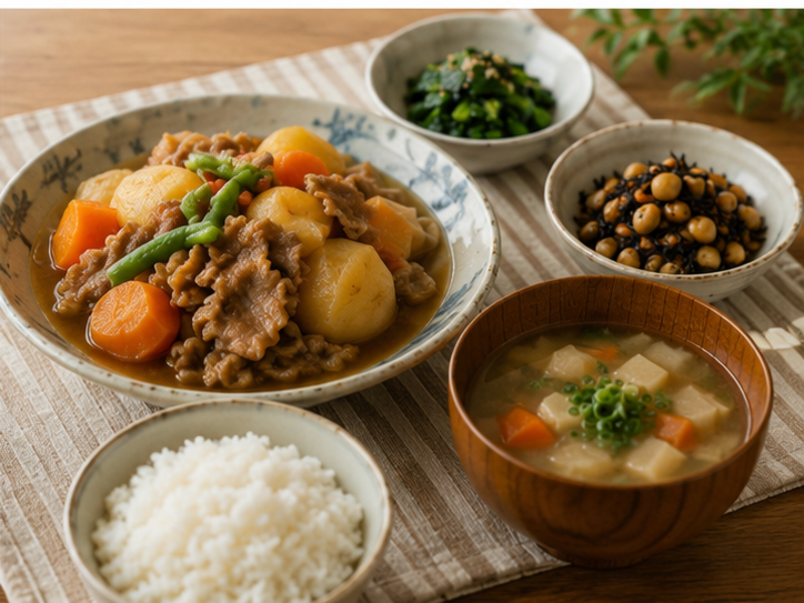 Everyday Japanese home-cooked dishes served on a dining table